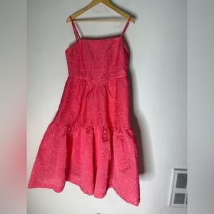anthropologie hutch dress Pink Corset Sleeveless Tiered‎ Texture Dress 8